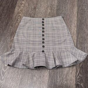 Olivaceous Mini Plaid/Checkered Skirt Academia/Ruffled/Pleated - Sm